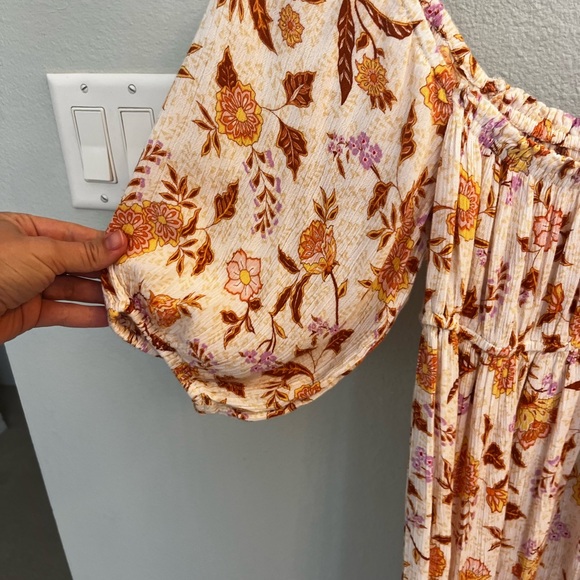 Billabong Ladies With Love Babydoll Dress orange and pink floral puff slv dress - Picture 4 of 5